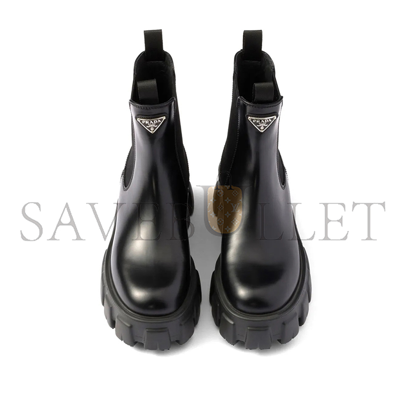 PRADA MONOLITH LEATHER CHELSEA BOOTS 